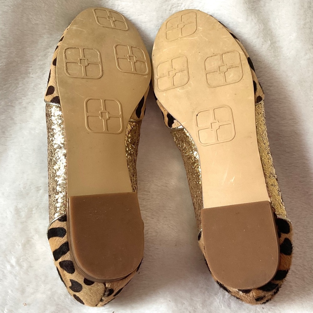 Leopard Print IMAN calf hair glittery slip On Block Heel Flats Size 8M - Picture 13 of 14